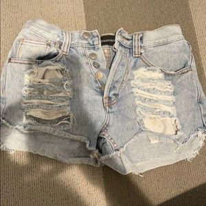 Light wash high waisted jean shorts